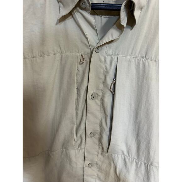 SIMMS Men's Khaki Tec 3 Back Vented Front Zip Pockets Fishing Shirt - M - Picture 4 of 8